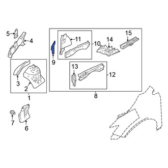 Nissan OE - Front Right Radiator Support Side Panel