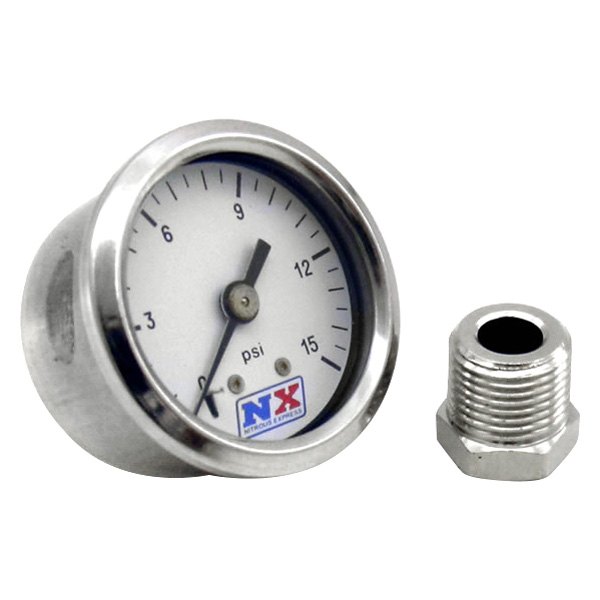 Nitrous Express® - 1-1/2" Fuel Pressure Gauge with Adapter, 0-15 PSI