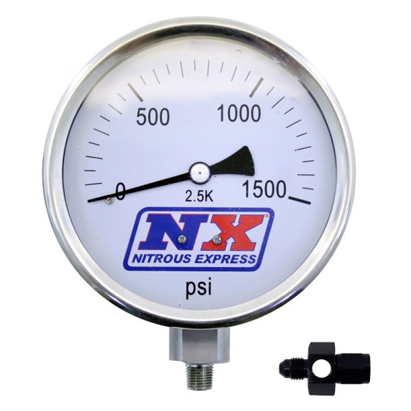 Nitrous Express® - 4" Liquid Filled Nitrous Pressure Gauge with 4AN Adapter