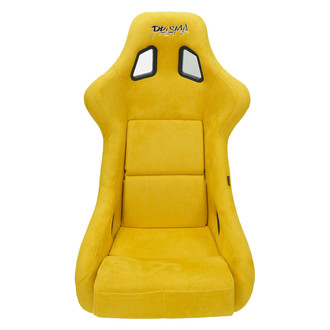 NRG Innovations® - PRISMA™ Series Fiberglass Full Bucket Yellow Vegan Micro Fiber Material Racing Seat with Mix Color Peralized Back, Large