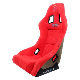 NRG Innovations® - ULTRA Series Red Fiberglass Full Bucket Alcantara Racing Seat, Medium