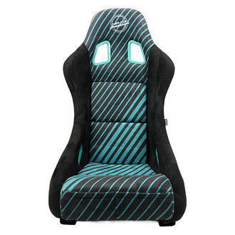 NRG Innovations® - 20 Year Anniversary Series Black with Emerald Green Stripes Full Bucket Seat, Medium