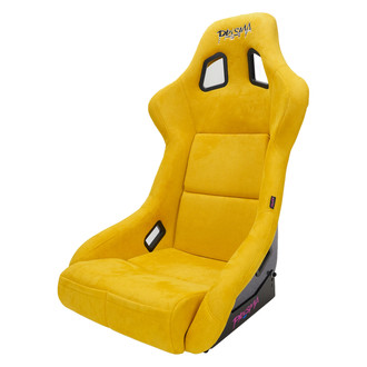 NRG Innovations® - PRISMA™ Series Fiberglass Full Bucket Yellow Vegan Micro Fiber Material Racing Seat with Mix Color Peralized Back, Medium