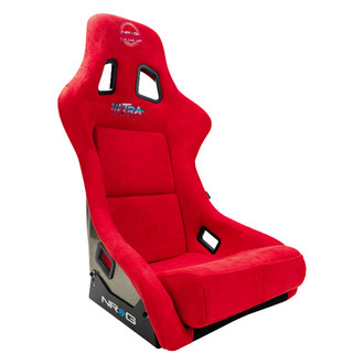 NRG Innovations® - PRISMA™ Series Red Fiberglass Full Bucket Alcantara Racing Seat with Special Ultra Embroidery, XLarge