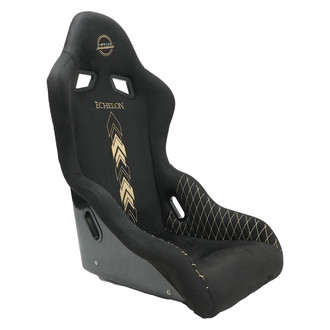NRG Innovations® - Echelon™ Series Blue Fiberglass Full Bucket Alcantara Racing Seat with Special Gold Stitching NRG Embroidery, Large