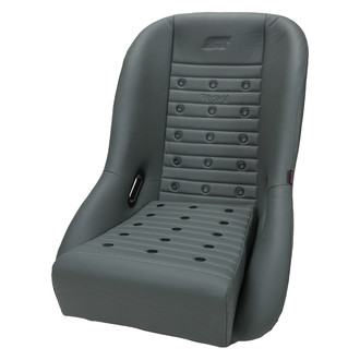 NRG Innovations® - ST Retro Series Black Fiberglass Bucket Racing Seat, Dark Gray PVC Leather with Gray Stitching