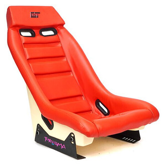 NRG Innovations® - GTS Retro Series Off-White Fiberglass Bucket Racing Seat, Red PVC Leather