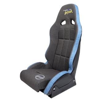 NRG Innovations® - GTS Retro Series Off-White Fiberglass Bucket Racing Seat, Yellow PVC Leather