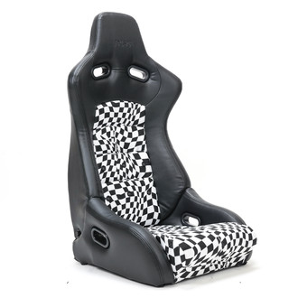 NRG Innovations® - PRISMA™ Series Reclinable Bucket Racing Seats, Trippy Checker Black & White Fabric