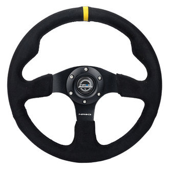 NRG Innovations® - 3-Spoke Reinforced Alcantara Ultra Suede Black Steering Wheel