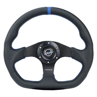 NRG Innovations® - 3-Spoke Flat Bottom Reinforced Steering Wheel with Center Mark