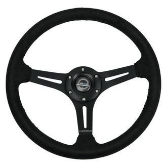 NRG Innovations® - 3-Spoke Micro Suede Reinforced Steering Wheel with Micro Suede Finish and Solid Spoke with Slits