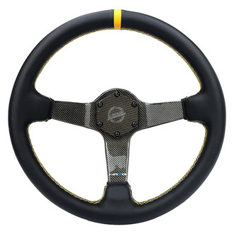NRG Innovations® - 3-Spoke Laced Carbon Fiber Steering Wheel with Leather Grip