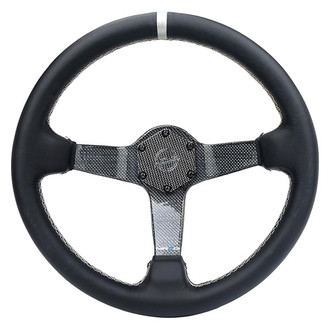 NRG Innovations® - 3-Spoke Laced Carbon Fiber Steering Wheel with Leather Grip