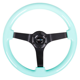 NRG Innovations® - 3-Spoke Minty Fresh Wood Grain Reinforced Steering Wheel