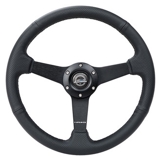 NRG Innovations® - 3-Spoke Perforated Leather Black Steering Wheel with NRG logo
