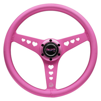 NRG Innovations® - 3-Spoke All Aluminum Pink All Aluminum Steering Wheel with Ergonomic Grip