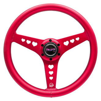 NRG Innovations® - 3-Spoke All Aluminum Red All Aluminum Steering Wheel with Ergonomic Grip