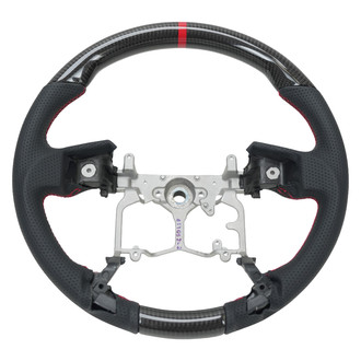 NRG Innovations® - OEM Steering Wheel, Carbon Fiber, Red Stitch, Red Center Mark