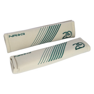 NRG Innovations® - 20 Year Anniversary 2.7" Harness Pads, Silver with Emerald Green Stitching