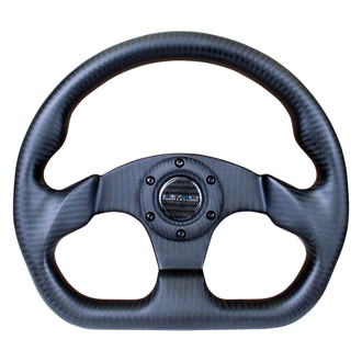 NRG Innovations® - 3-Spoke Carbon Fiber D-Shape Steering Wheel with Flat Bottom
