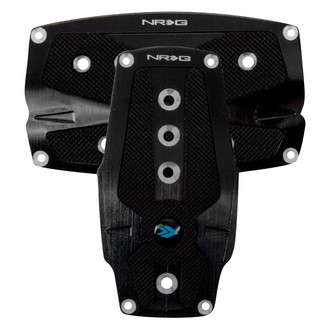 NRG Innovations® - Automatic Black Brushed Aluminum Pedal Pad Set with Black Rubber Insert
