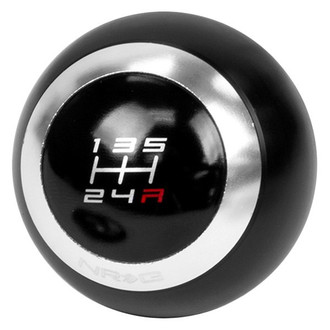 NRG Innovations® SK-016BK - Manual 5-Speed Pattern Round Style Black Shift Knob with 4 Interchangeable Rings