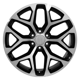6 Y-Spoke Black with Machined Face 20x9 Alloy Factory Wheel, Replica - Front View