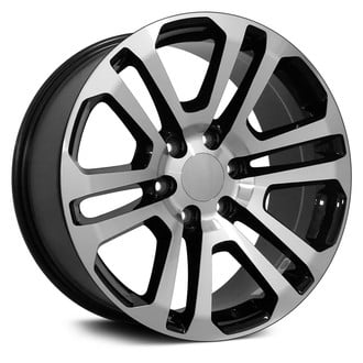OE Wheels® - 6 V-Spoke Black with Machined Face 20x9 Alloy Factory Wheel - Replica