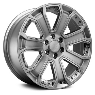 OE Wheels® - 7 I-Spoke Hyper Black with Chrome Inserts 20x8.5 Alloy Factory Wheel - Replica