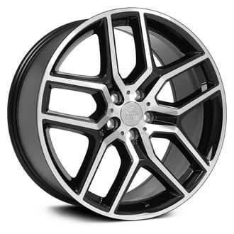 OE Wheels® - Double 5-Spoke Black with Machined Face 20x9 Alloy Factory Wheel - Replica
