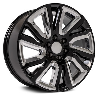 OE Wheels® - 12 Spiral-Spoke Black with Chrome Inserts 22x9 Alloy Factory Wheel - Replica