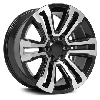 OE Wheels® - 6 V-Spoke Black with Machined Face 20x9 Alloy Factory Wheel - Replica