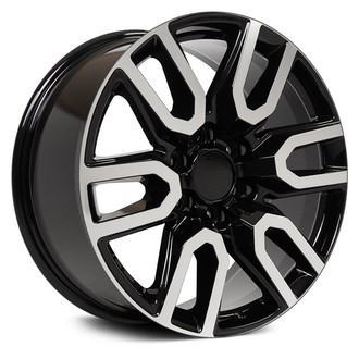 OE Wheels® - 6 V-Spoke Black with Machined Face 20x9 Alloy Factory Wheel - Replica