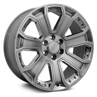 OE Wheels® - 7 I-Spoke Hyper Black with Chrome Insert 22x9 Alloy Factory Wheel - Replica