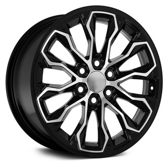 OE Wheels® - 6 Double-Spoke Black with Machined Face 17x8 Alloy Factory Wheel - Replica
