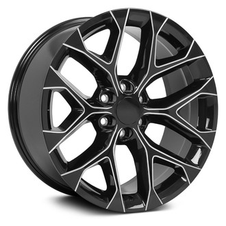 OE Wheels® - 6 Y-Spoke Black with Milled Edge 22x9 Alloy Factory Wheel - Replica