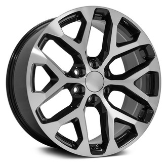 OE Wheels® - 6 Y-Spoke Black Machined 22x9 Alloy Factory Wheel - Replica