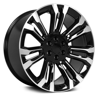 OE Wheels® - 7 Double-Spoke Black Machined 24x10 Alloy Factory Wheel - Replica