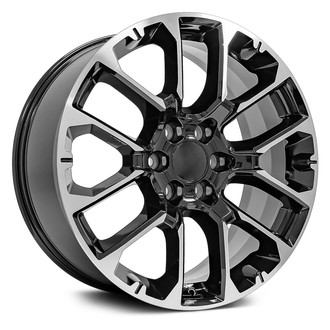 OE Wheels® - 6 V-Spoke Black Machined 22x9 Alloy Factory Wheel - Replica