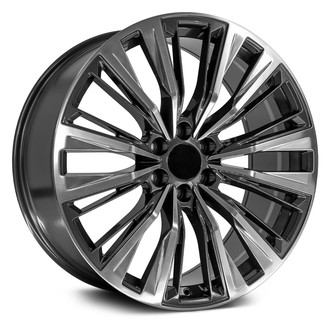 OE Wheels® - 6 V-Spoke Gunmetal with Polished Face 24x10 Alloy Factory Wheel - Replica