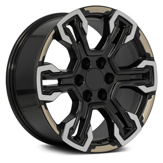 OE Wheels® - 6 Double-Spoke Satin Black Machined Face 20x9 Alloy Factory Wheel - Replica