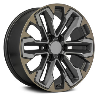 OE Wheels® - 6 Double-Spoke Satin Gunmetal Machined Face 20x9 Alloy Factory Wheel - Replica