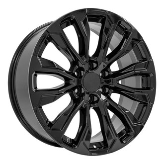 OE Wheels® - 6 V-Spoke Gloss Black 22x9 Alloy Factory Wheel - Replica