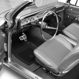 OER® - 1st Row Black Rubber Floor Mats with Bowtie Logo