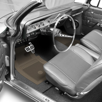 OER® - 1st & 2nd Row Fawn Rubber Floor Mat Set with Bowtie Logo