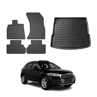 OMAC® - Classic 1st, 2nd Row & Cargo Black Floor Mat and Cargo Liner Set