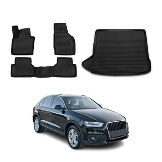 OMAC® - Classic 1st, 2nd Row & Cargo Black Floor Mat and Cargo Liner Set