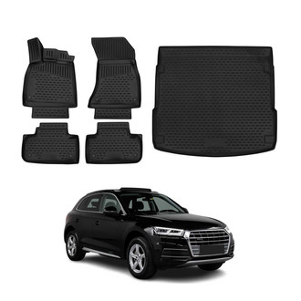 OMAC® - Classic 1st, 2nd Row & Cargo Black Floor Mat and Cargo Liner Set