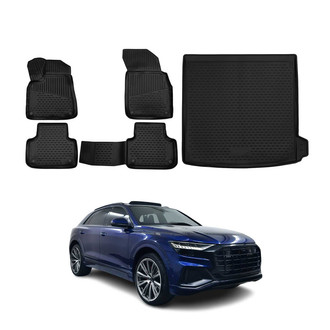 OMAC® - Classic 1st, 2nd Row & Cargo Black Floor Mat and Cargo Liner Set